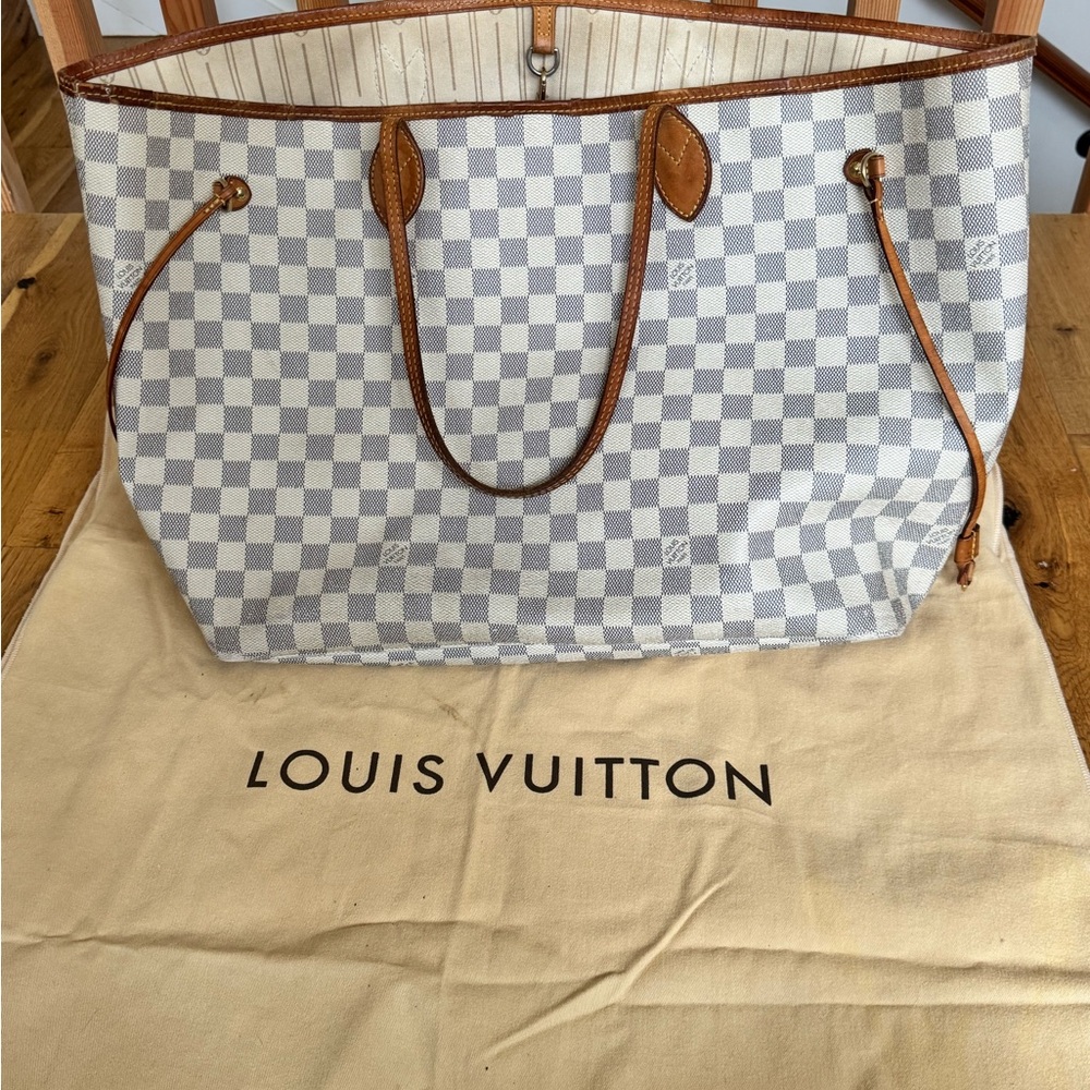Louis Vuitton Damier Azur Tote with Brown Accents